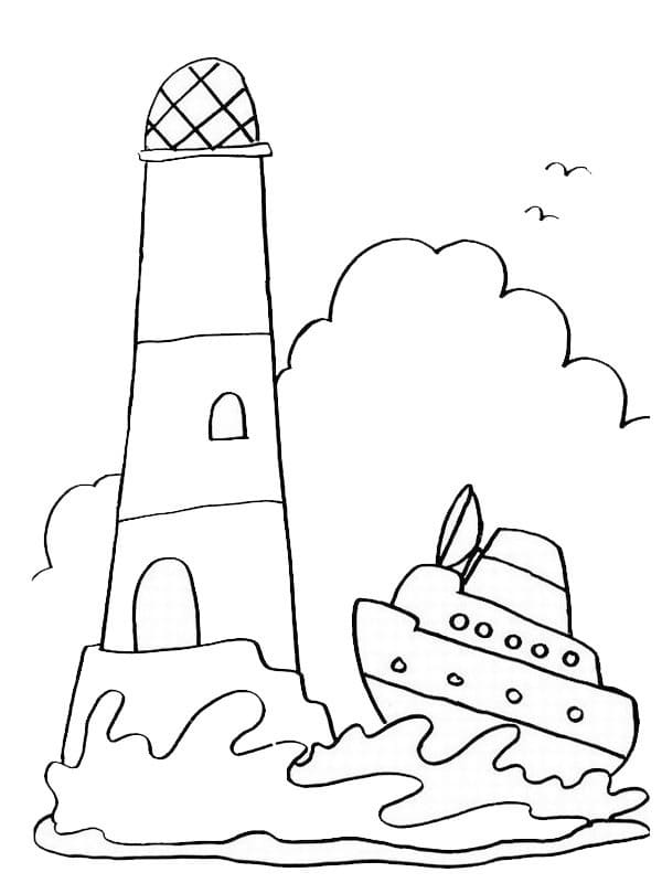 Lighthouse with Ship