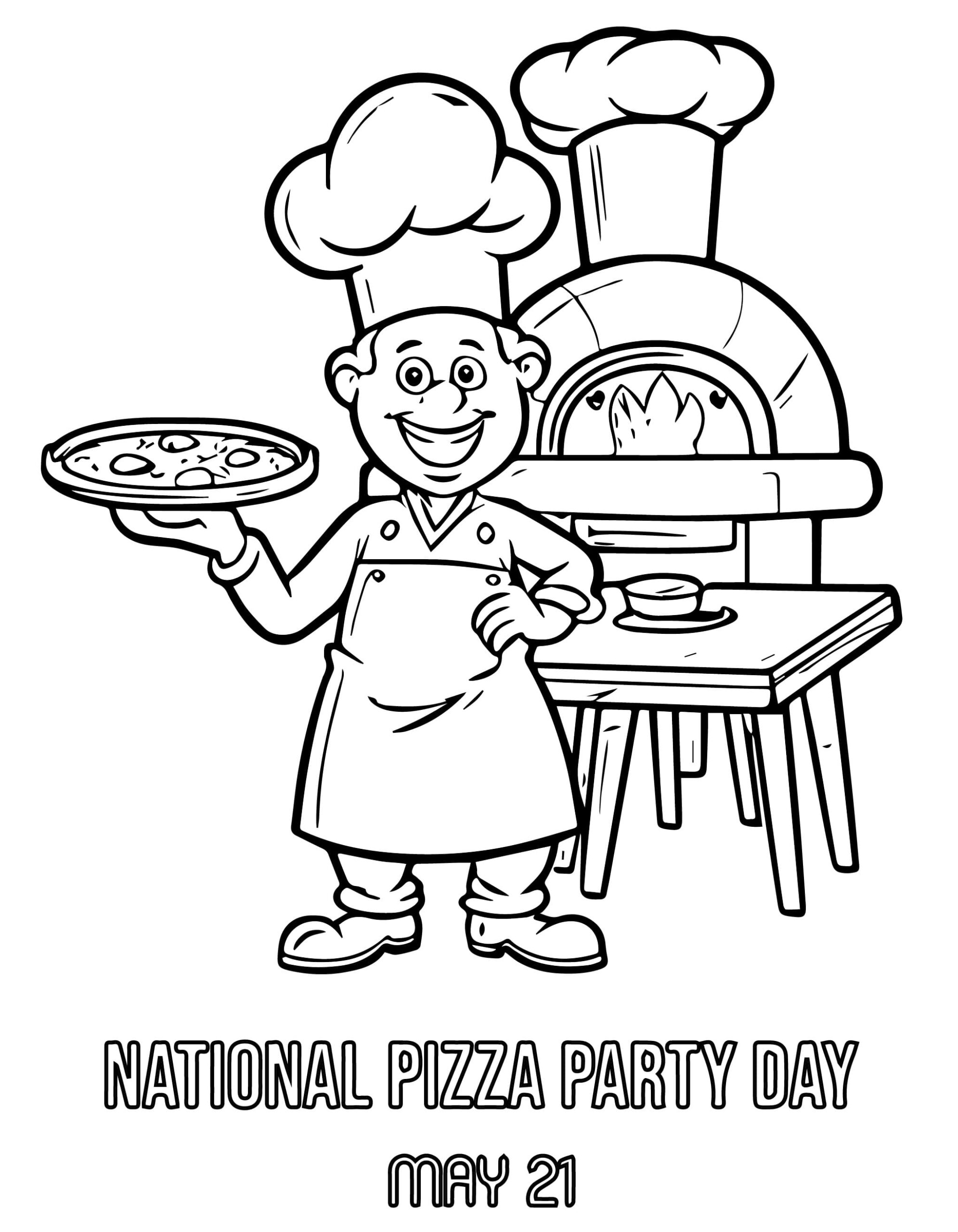 National Pizza Party Day coloring page