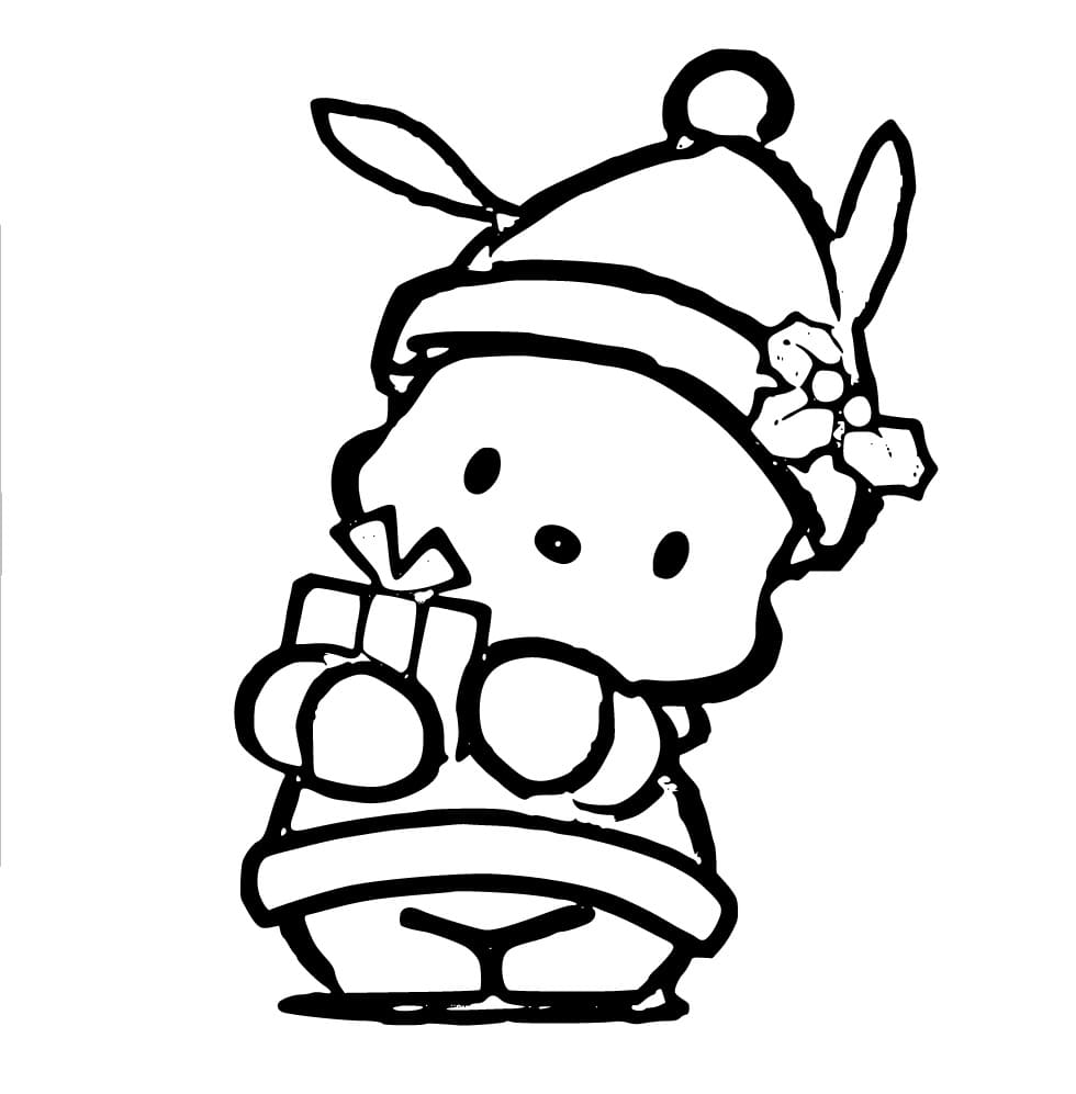 Pochacco on Christmas coloring page