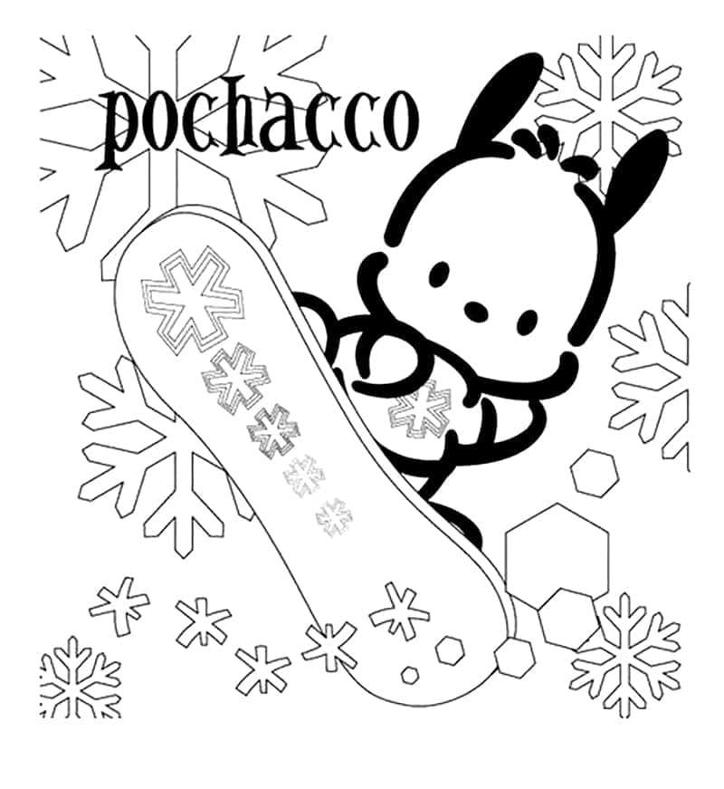 Pochacco on Snowboard