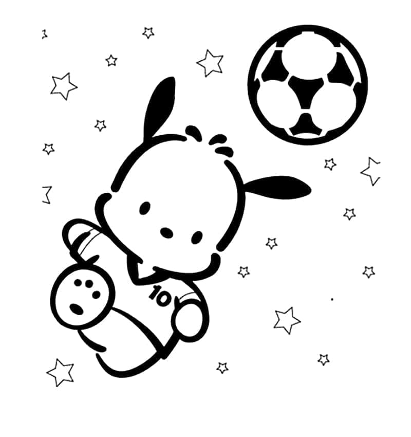 Pochacco Plays Soccer coloring page