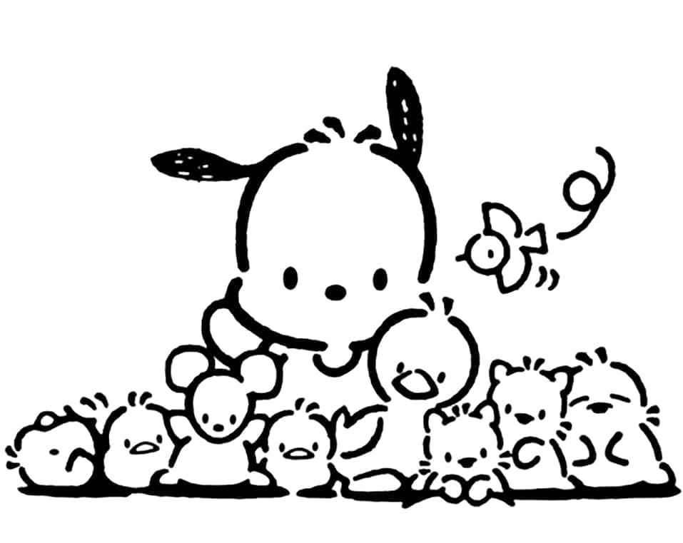 Pochacco with Friends coloring page