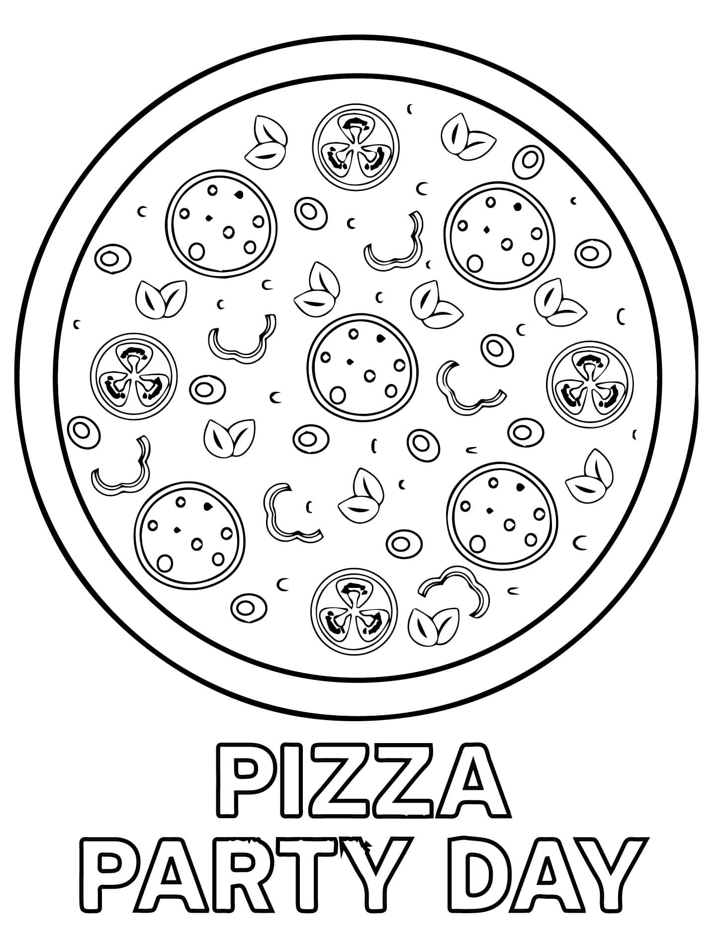 Printable Pizza Party Day coloring page