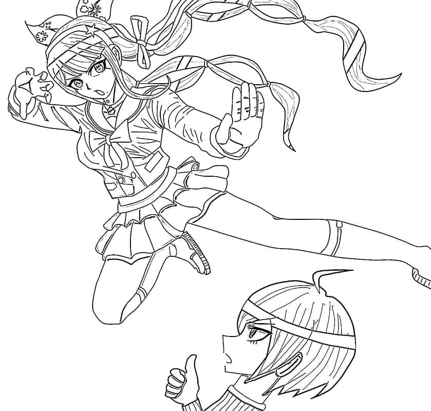 Tenko Chabashira and Shuuichi Saihara from Danganronpa coloring page