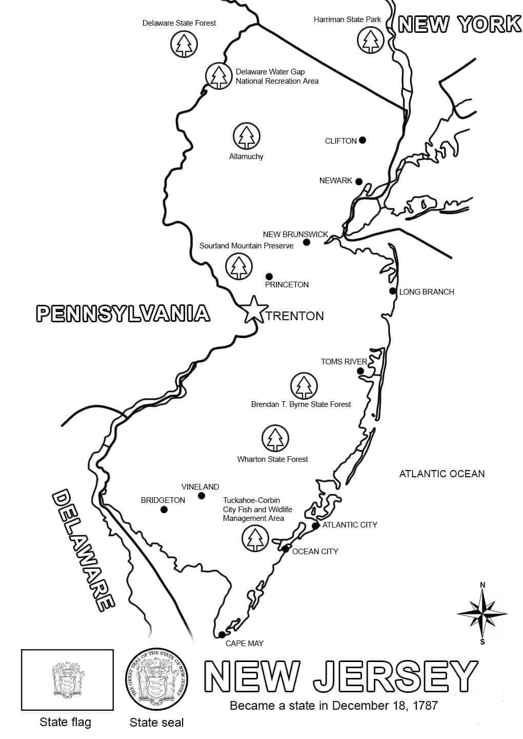 State of New Jersey coloring page