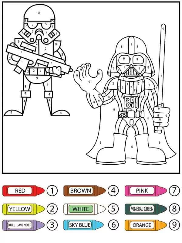 Star Wars Color by Number coloring pages