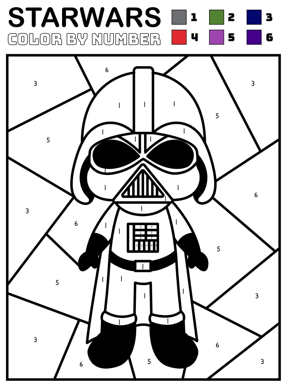 Darth Vader Star Wars Color by Number