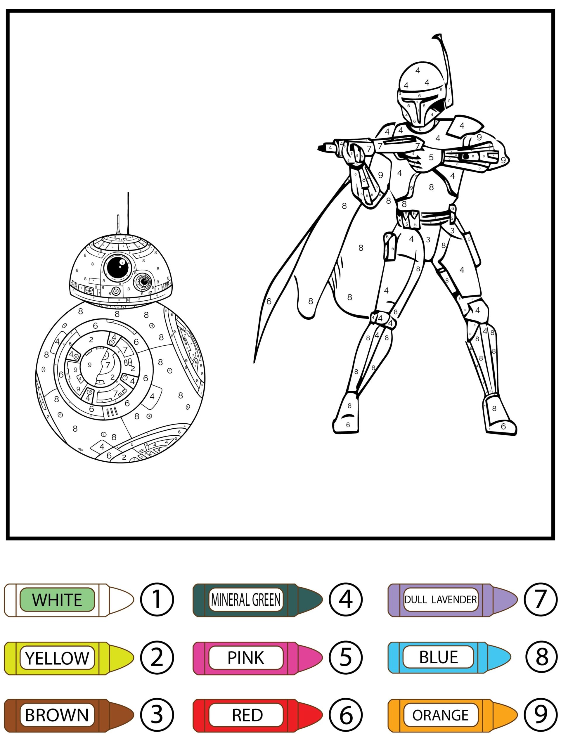 Free Printable Star Wars Color by Number