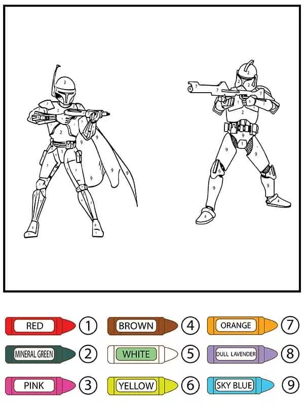 Star Wars Color by Number Free Printable coloring page