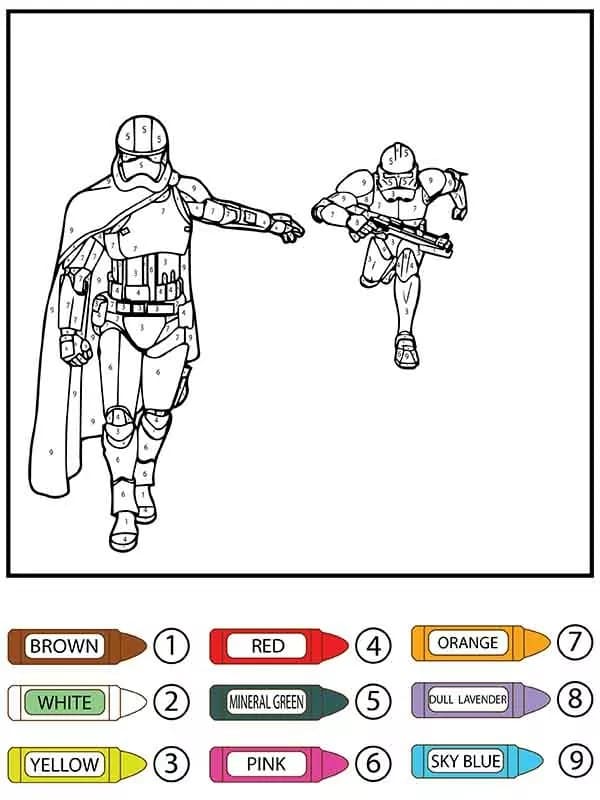 Star Wars Color by Number Printable coloring page