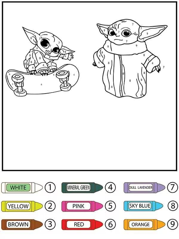 Star Wars Yoda Color by Number coloring page