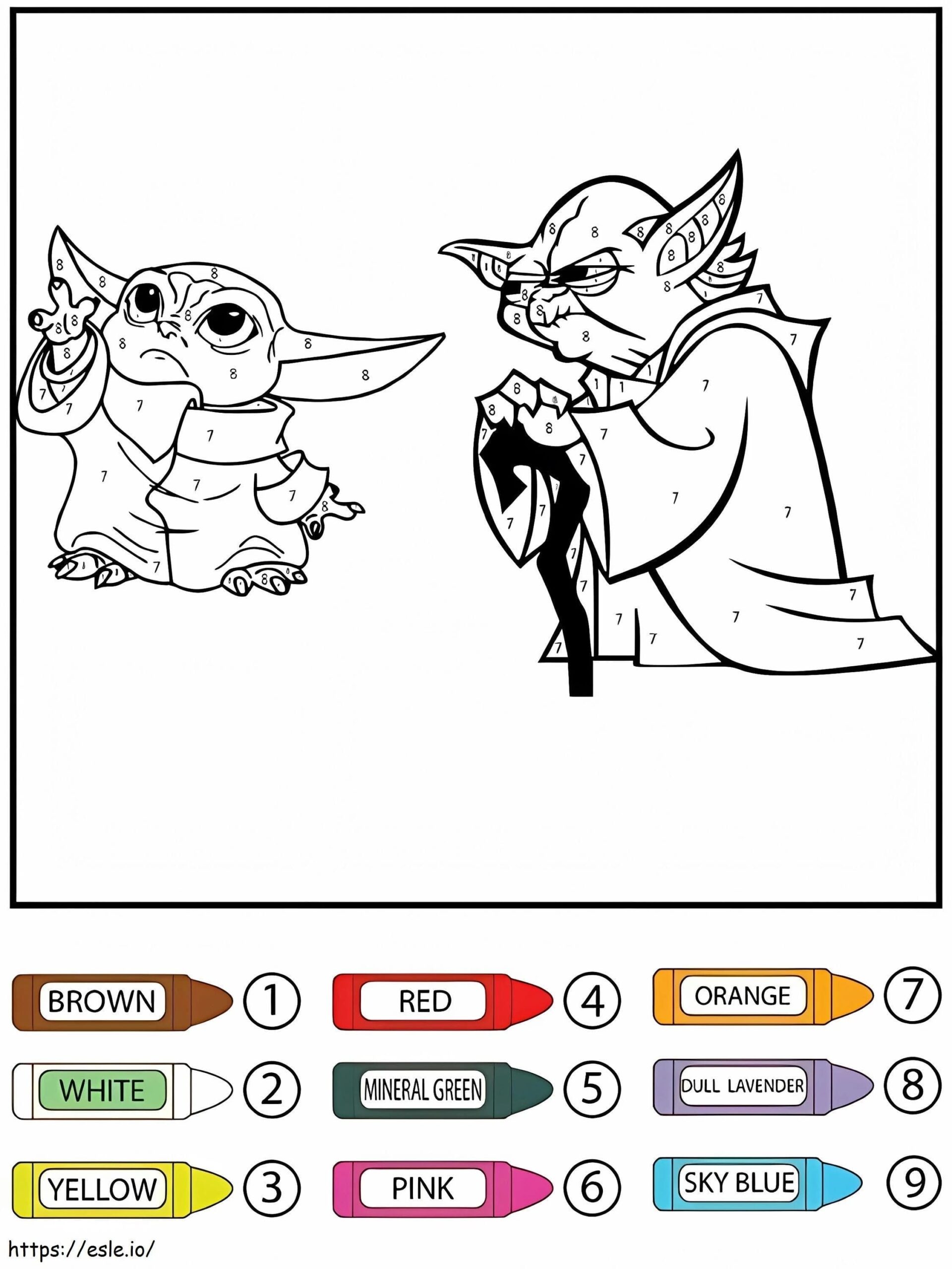 Yoda Star Wars Color by Number coloring page