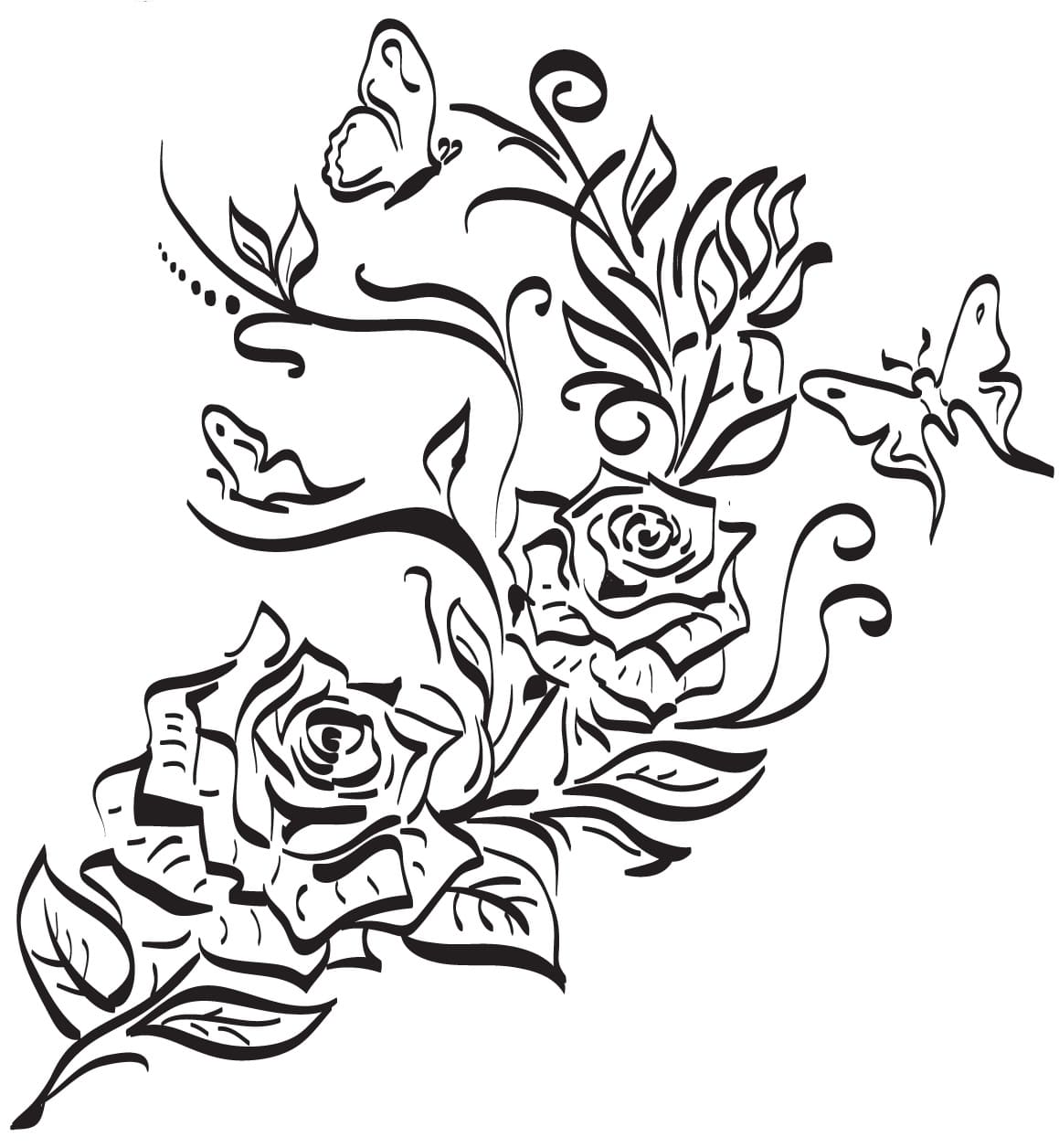 Amazing Flower and Butterfly coloring page