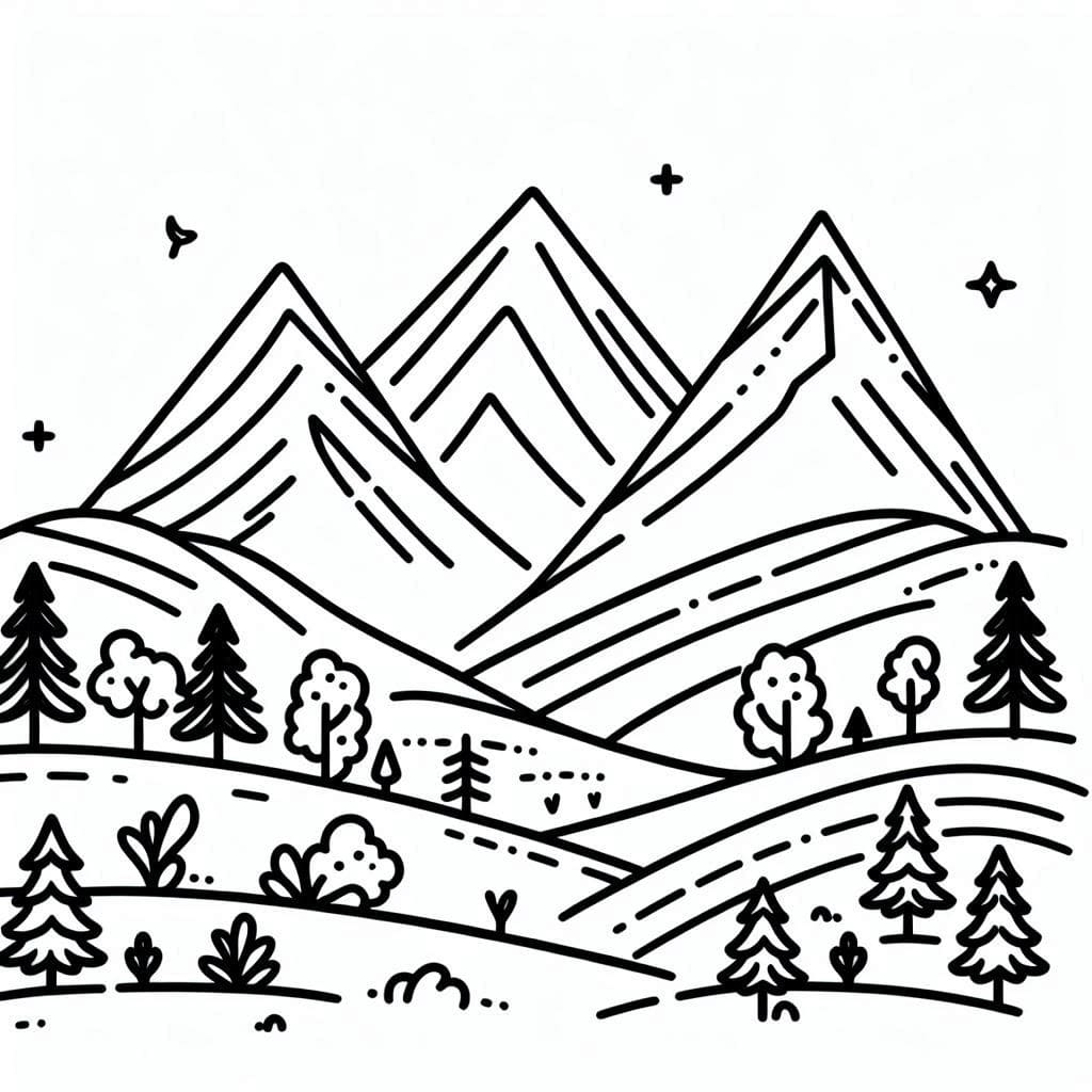 Amazing Mountains coloring page