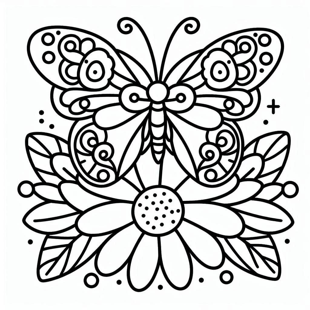 Beautiful Flower and Butterfly coloring page