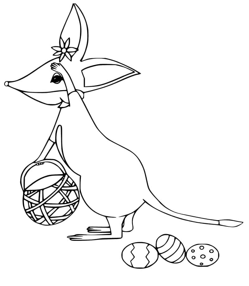 Bilby and Easter Eggs coloring page