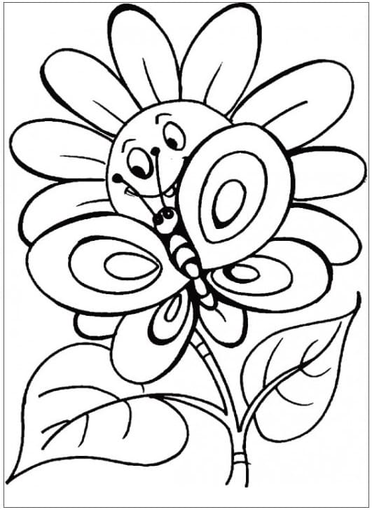 Cartoon Flower and Butterfly