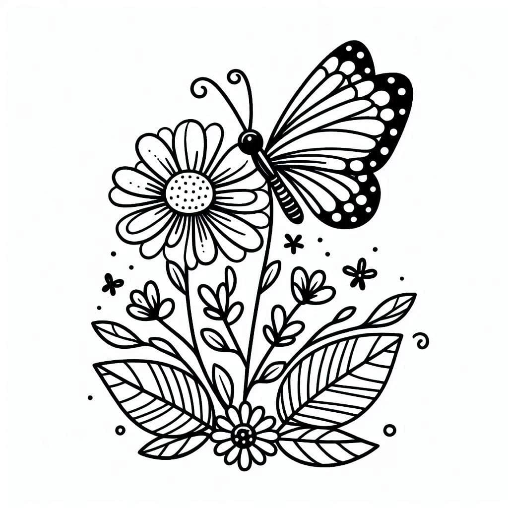 Easy Flower and Butterfly