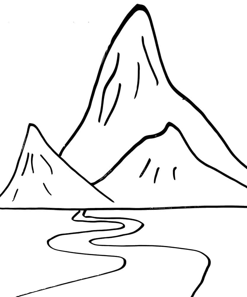 Easy Mountain coloring page