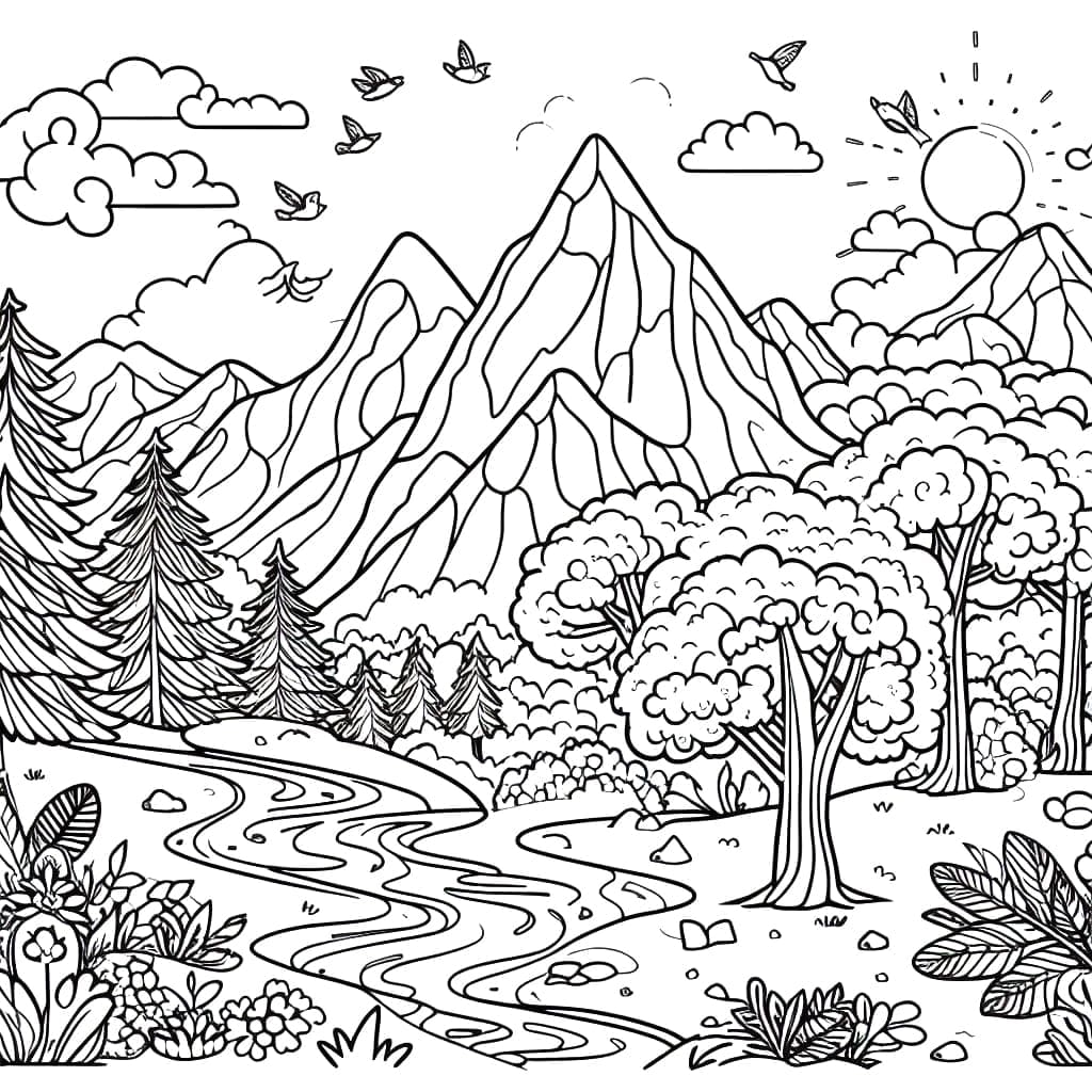 Fantastic Mountain coloring page