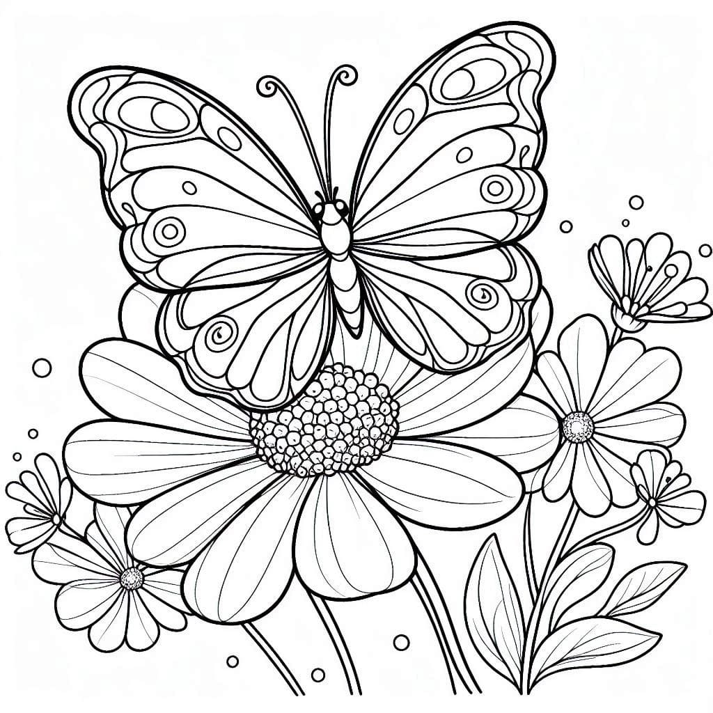 Flower and Butterfly to Print