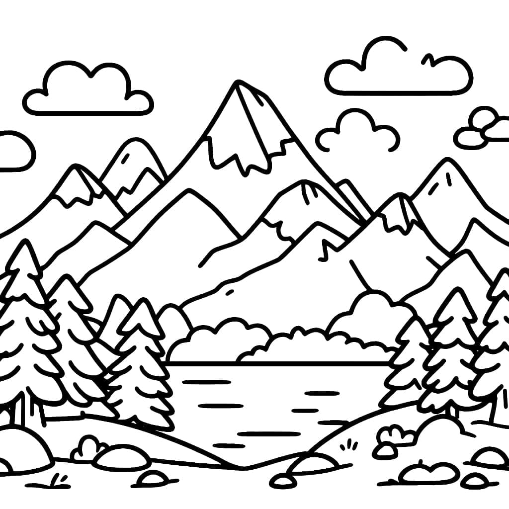 Free Printable Mountain coloring page