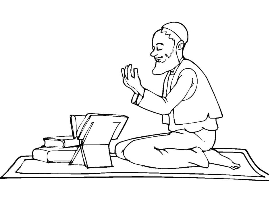 Man and Quran coloring page