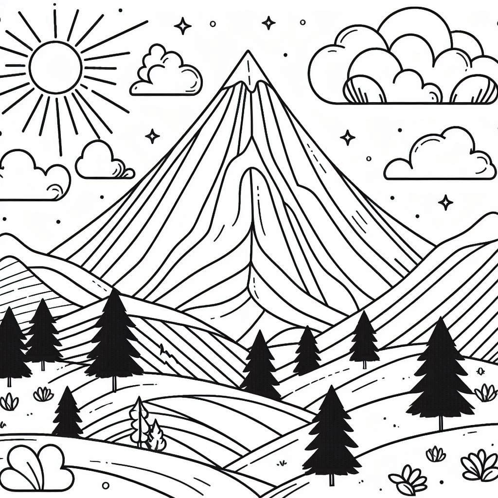 Mountain Printable For Kids coloring page