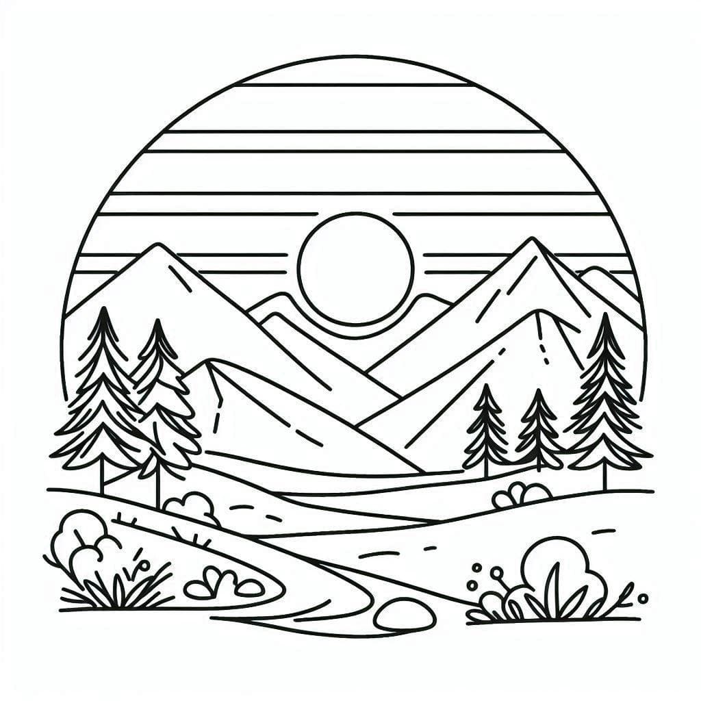 Mountain Scene coloring page