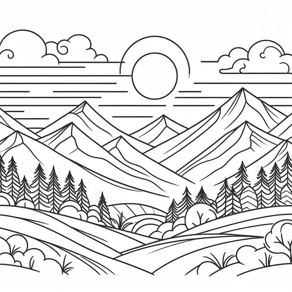 Nice Mountain Scene coloring page