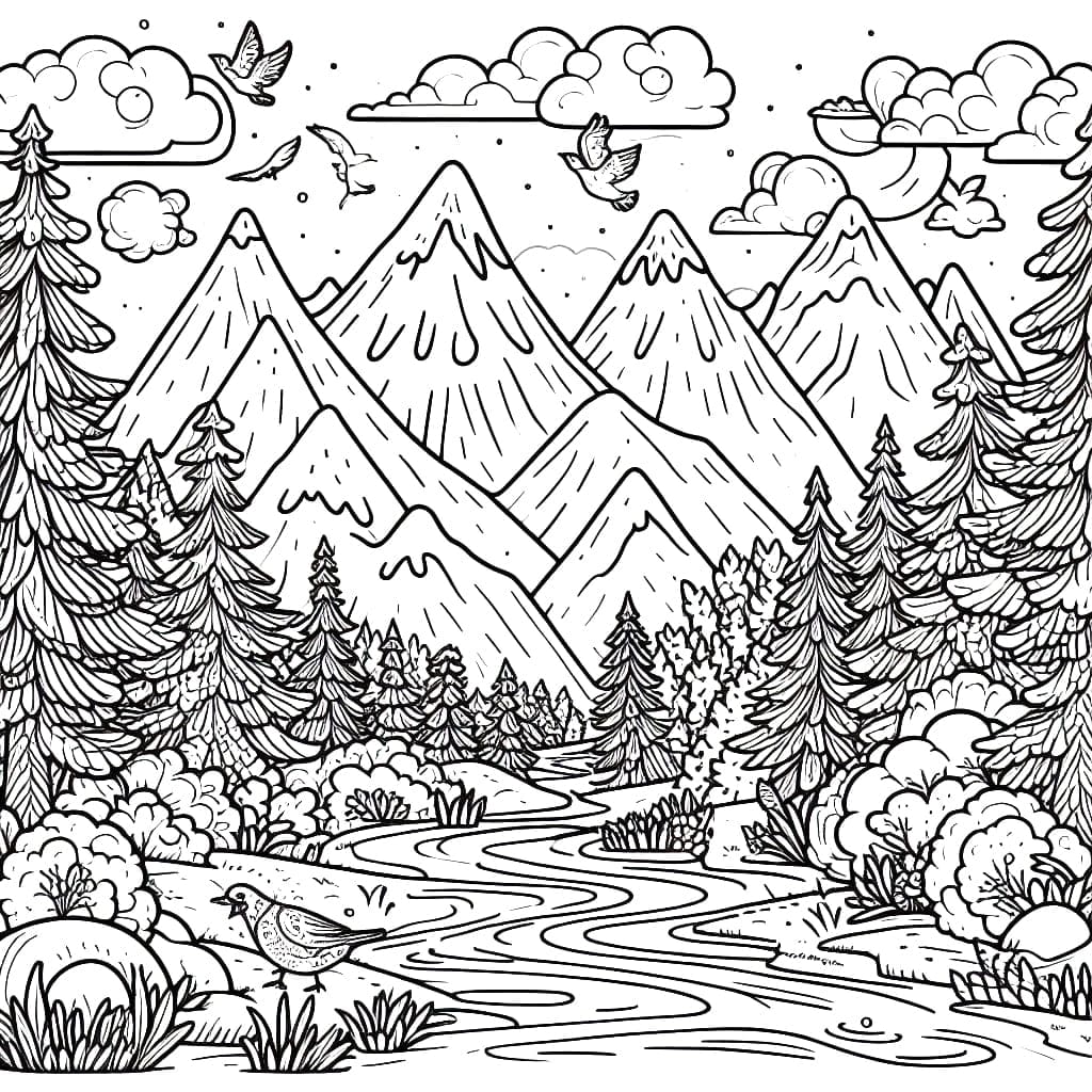 Nice Mountains coloring page