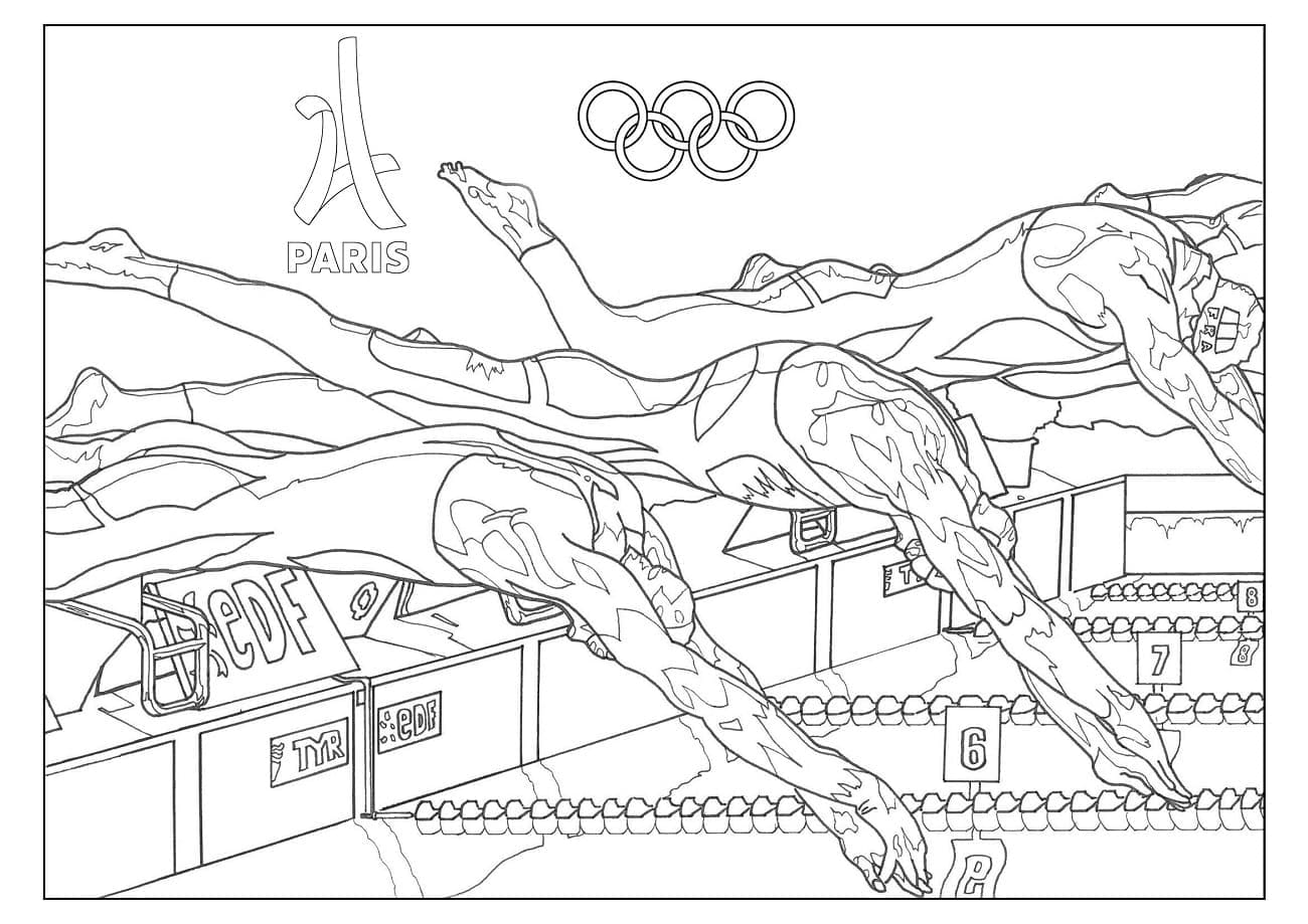 Olympics 2024 Swimming coloring page