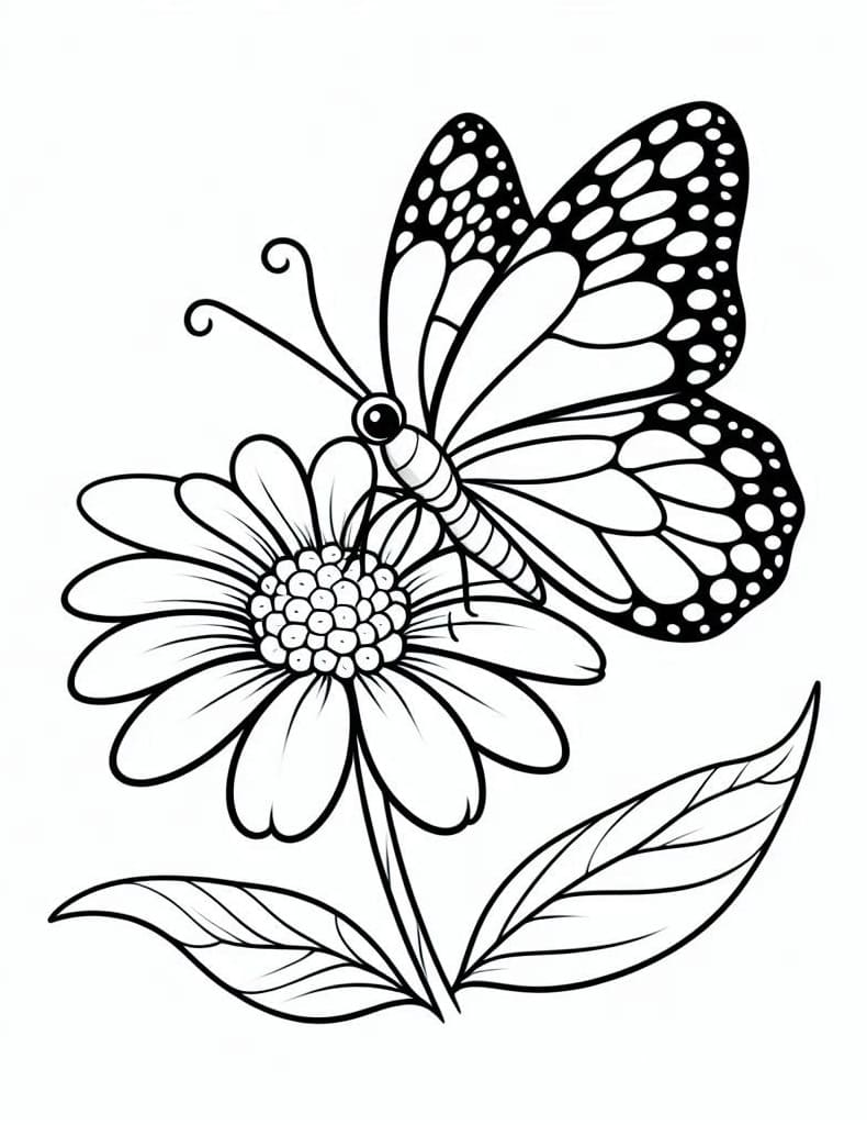 Print Flower and Butterfly