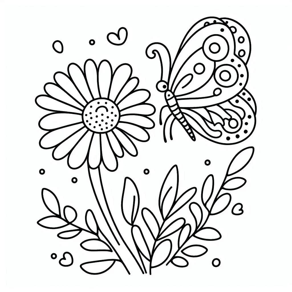 Printable Flower and Butterfly