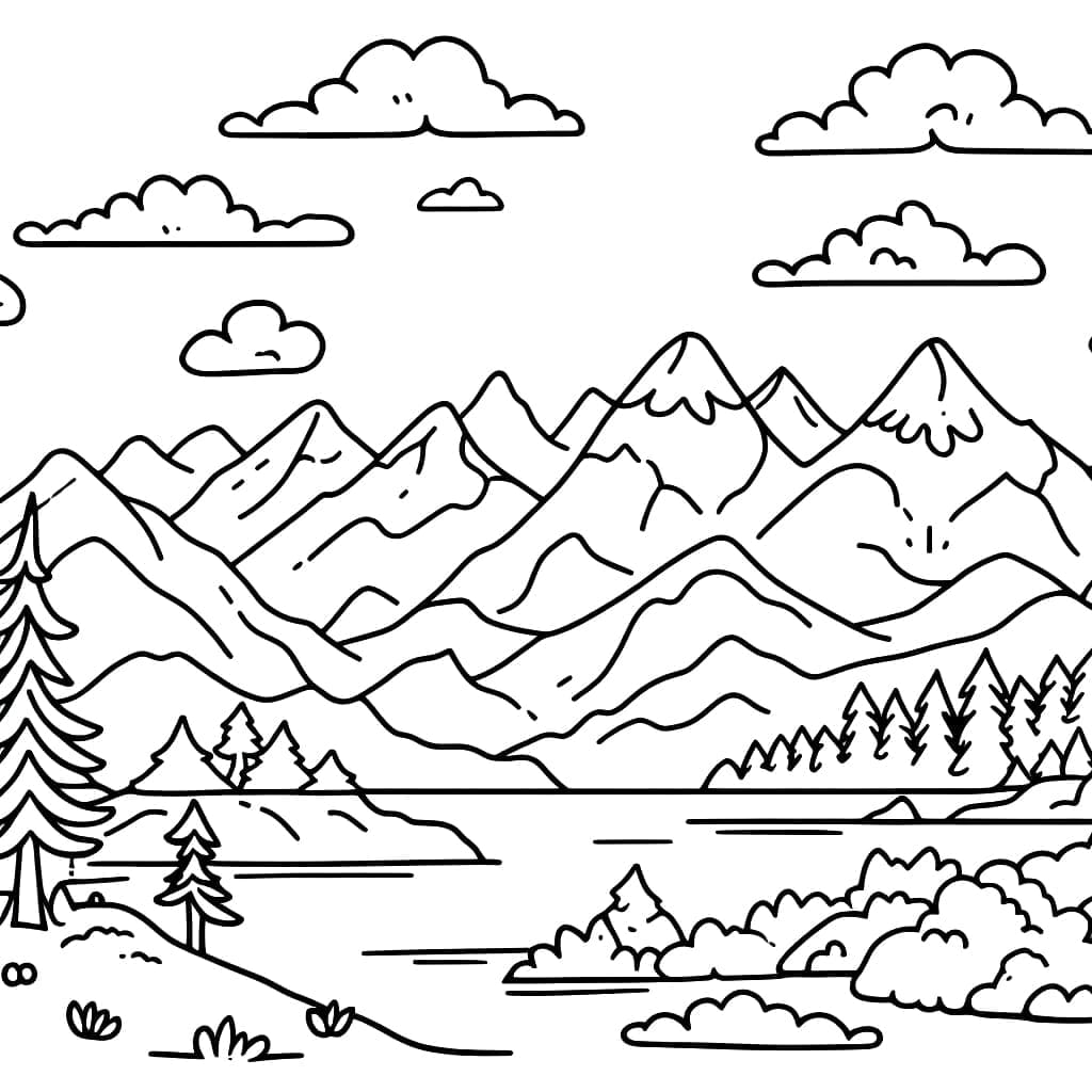 Printable Mountain coloring page