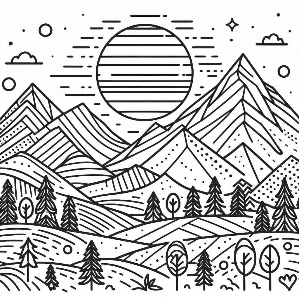 Printable Nice Mountain coloring page