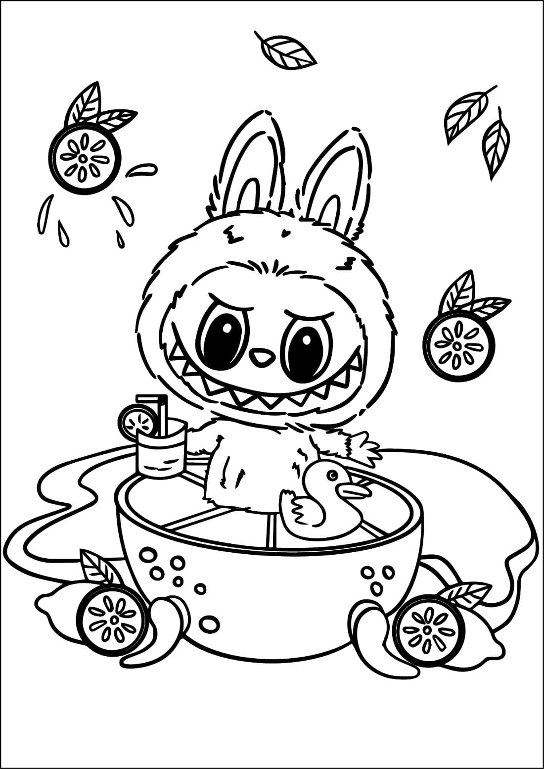 Smiling Labubu coloring page