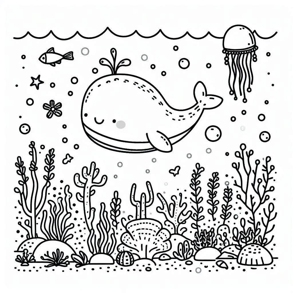 Adorable Ocean Scene coloring page