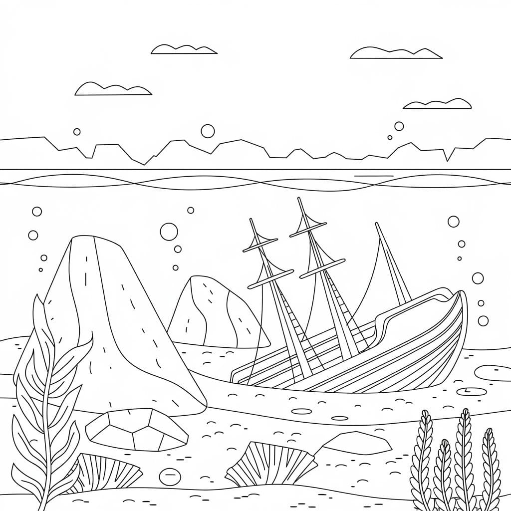 Amazing Ocean Scene coloring page