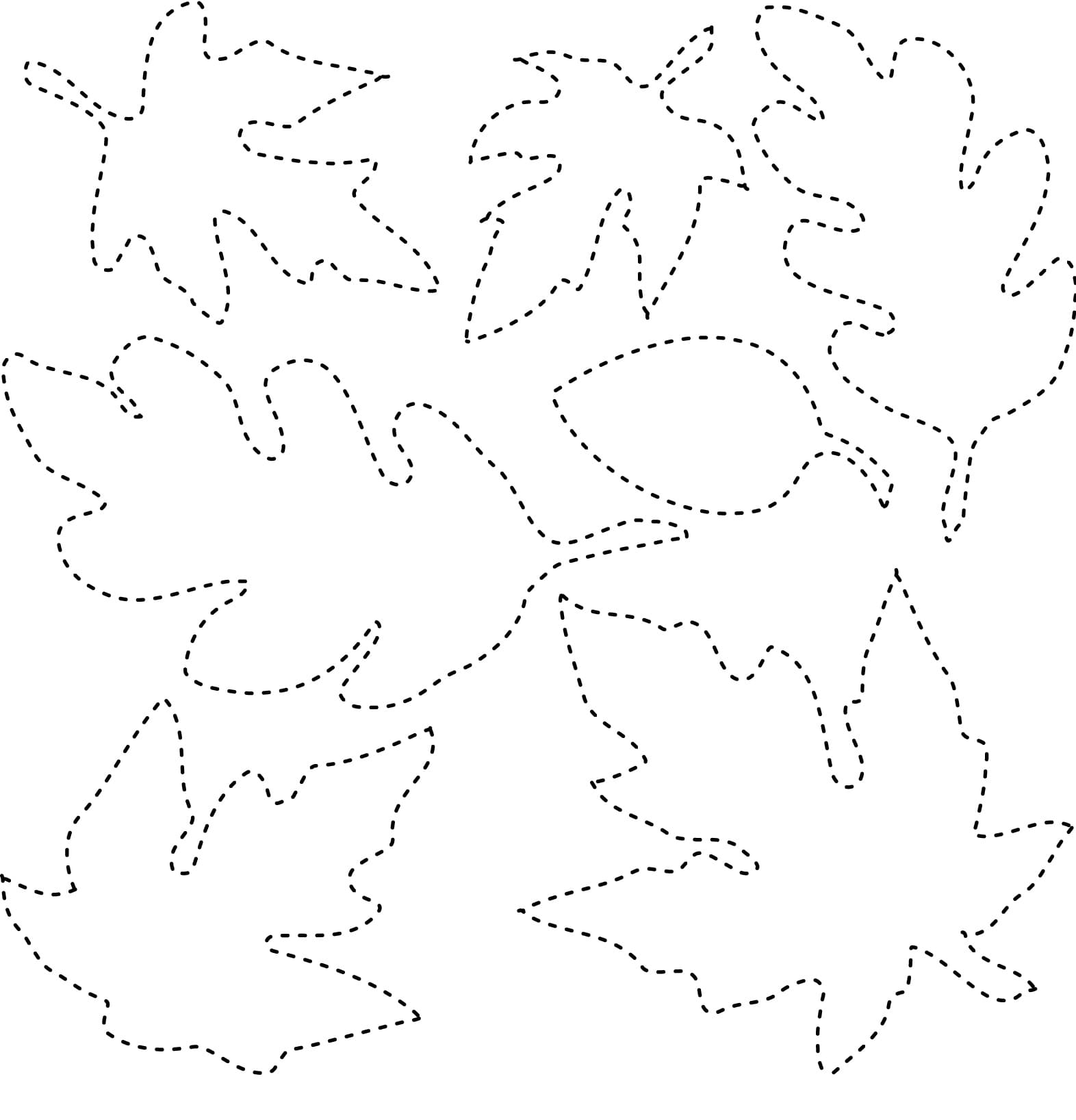 Autumn Leaves Trace and Color coloring page