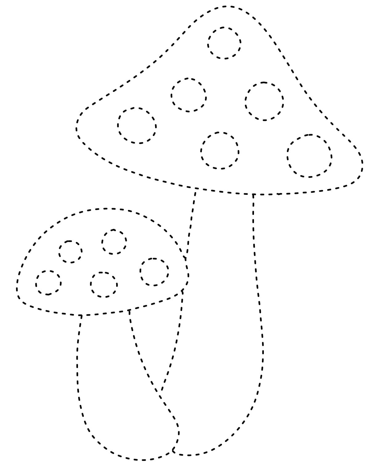 Autumn Mushrooms Tracing coloring page