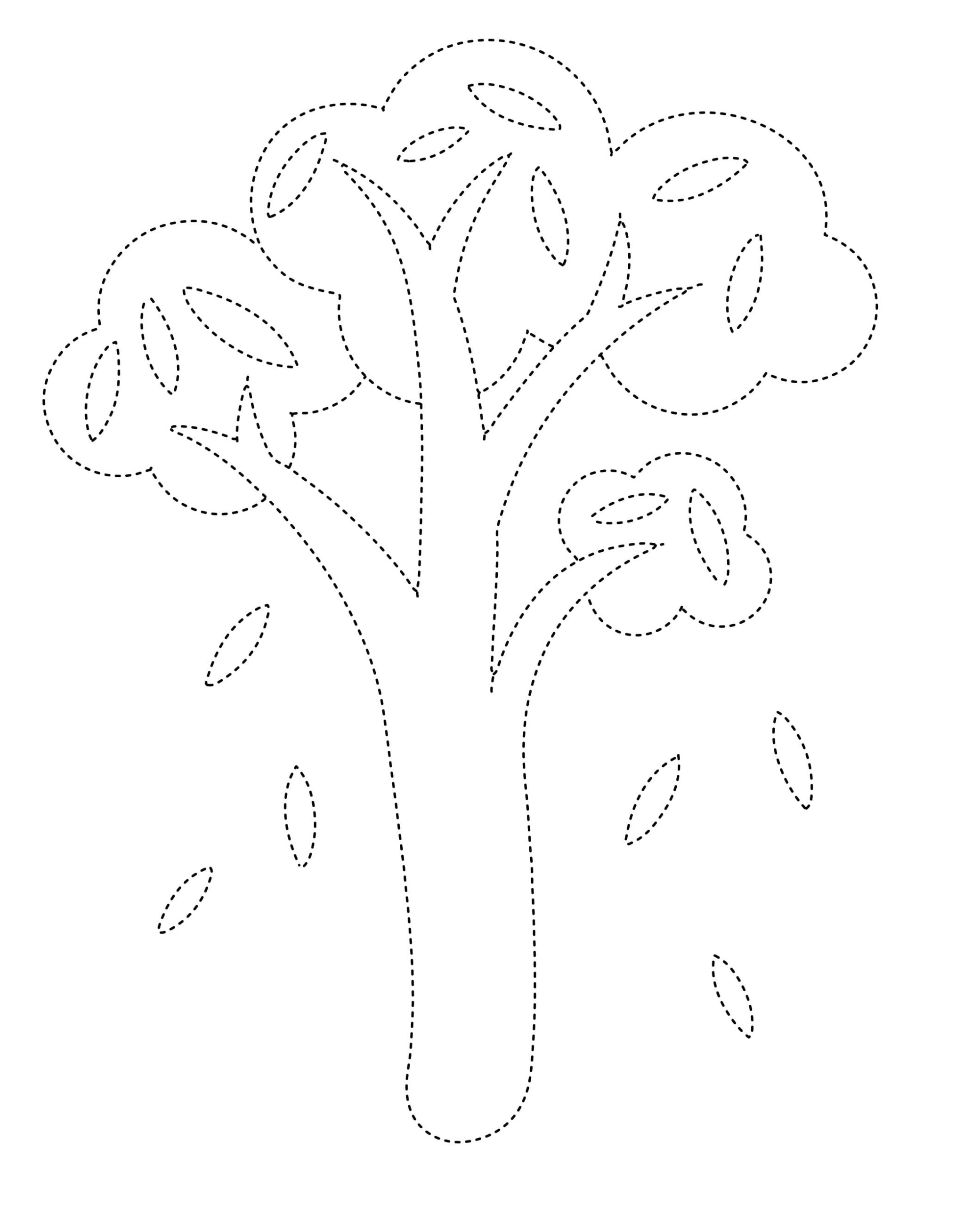 Autumn Tree Tracing coloring page