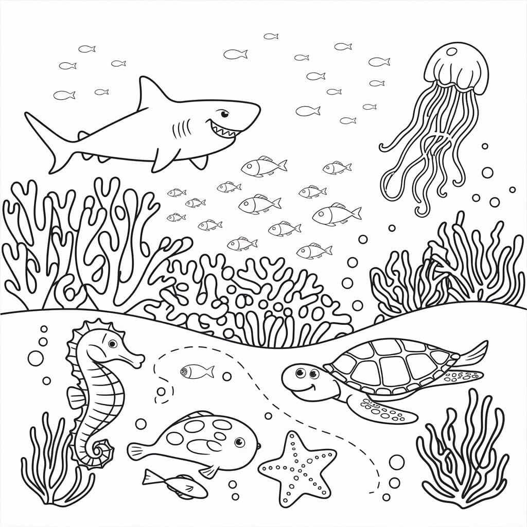 Beautiful Ocean Scene coloring page