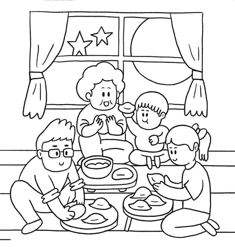 Chuseok South Korea coloring page