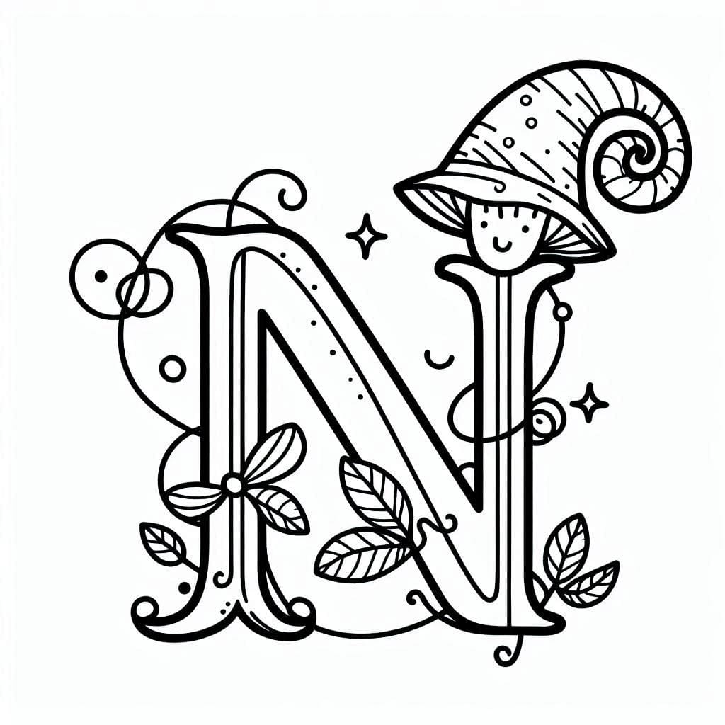 Fairy Tale Alphabet Letter N coloring page