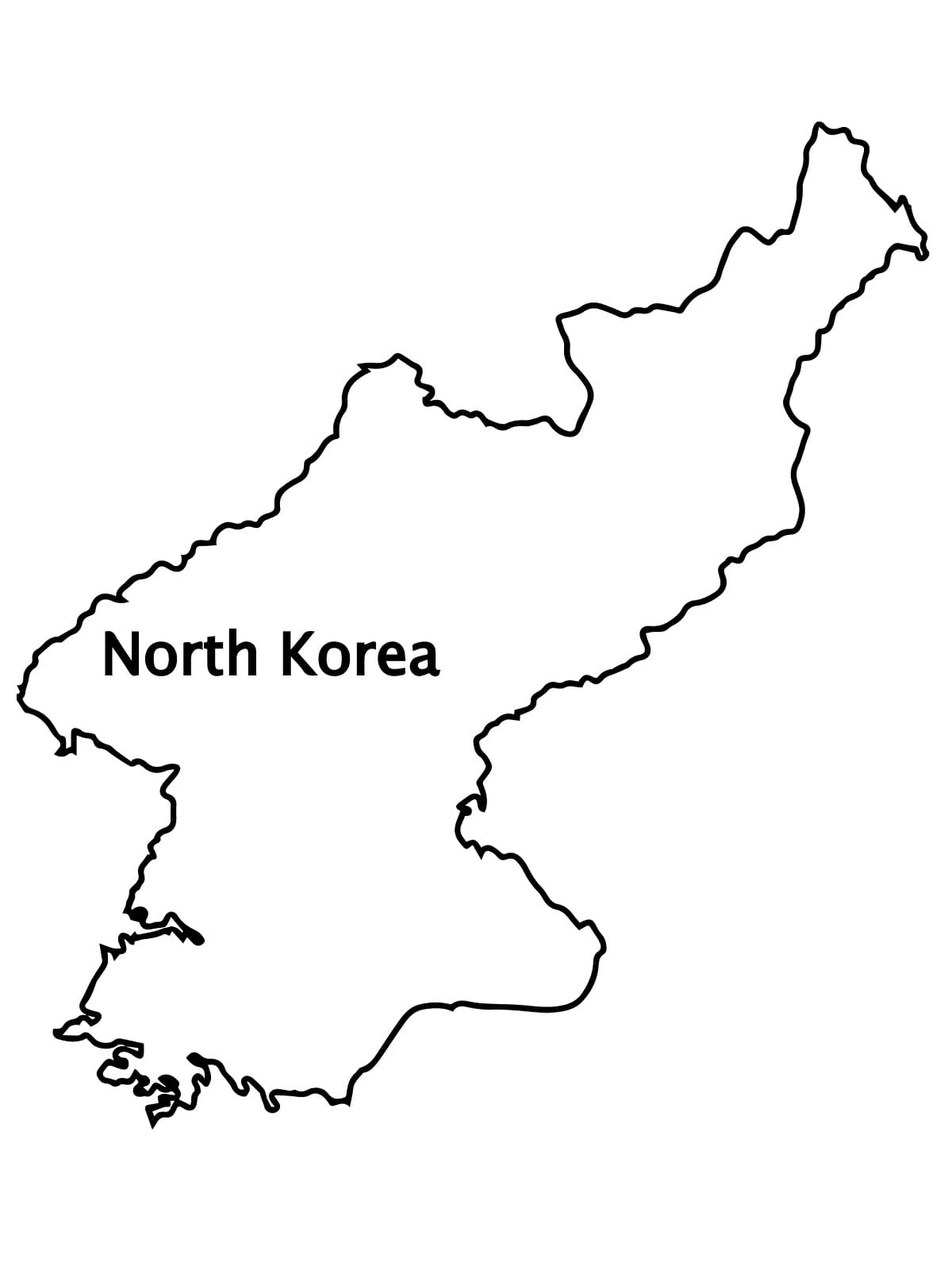 Map of North Korea Printable coloring page