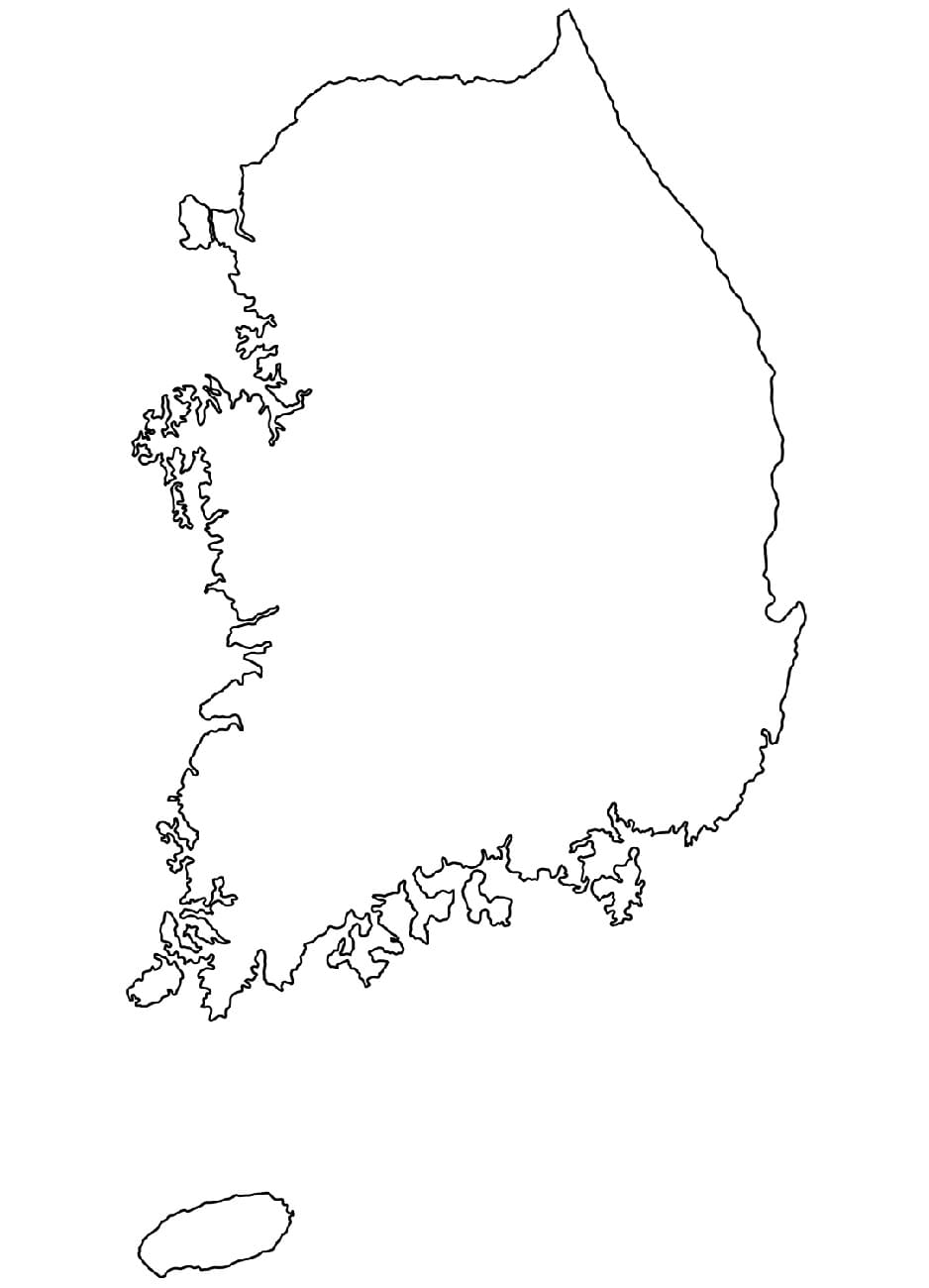 Map of South Korea coloring page