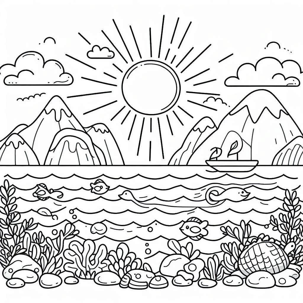 Nice Ocean Scene coloring page