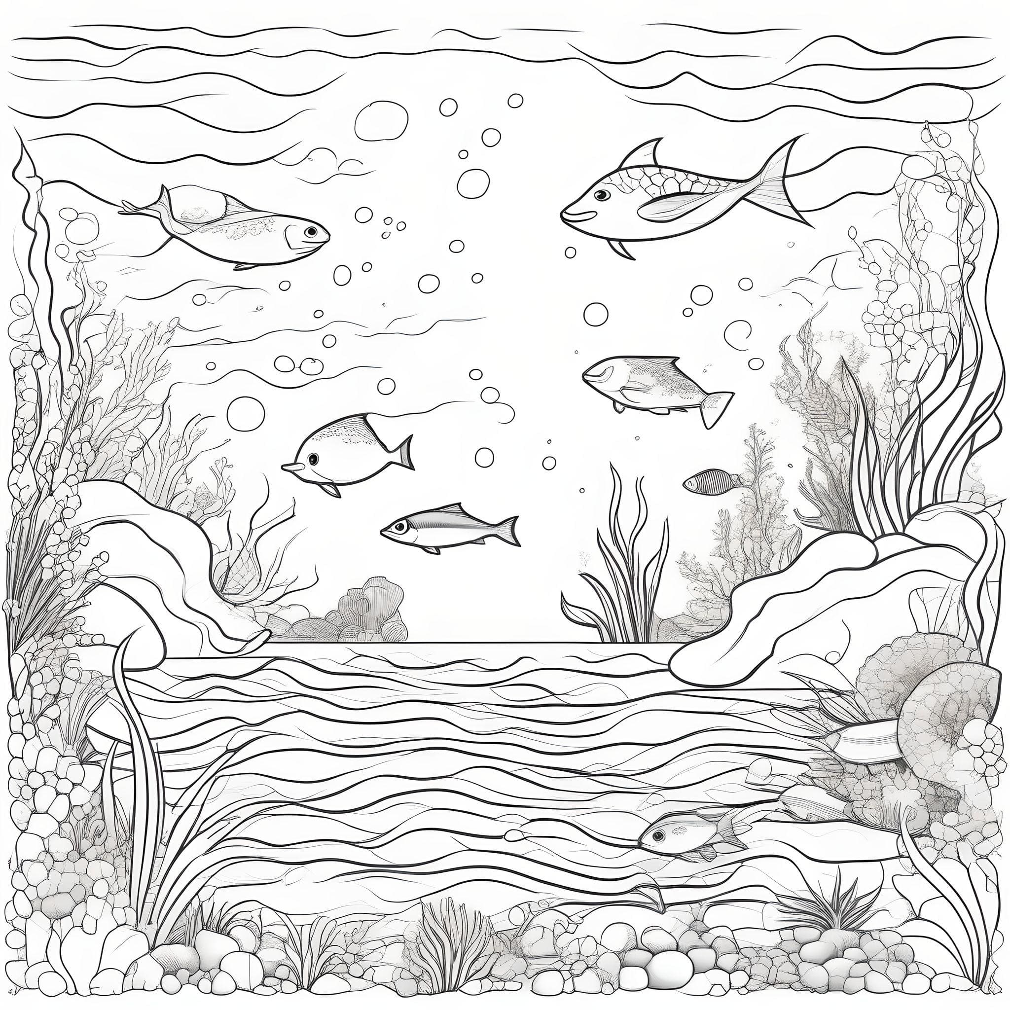 Ocean Scene Free For Kids coloring page