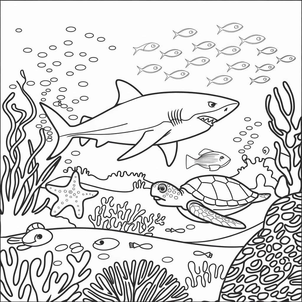 Ocean Scene Free Printable coloring page